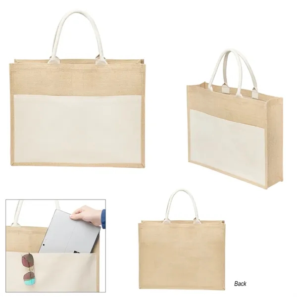 4.75" x 14" x 18" natural jute tote bag with 16"... from ASI 61125 Hit Promotional Products / Hit®