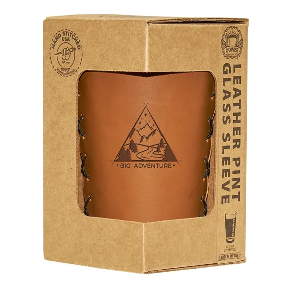 The Original Double Stitched Leather Pint Glass Holder Sleeve for 16-oz... from ASI 75126 Oowee Products / OOWEE PRODUCTS