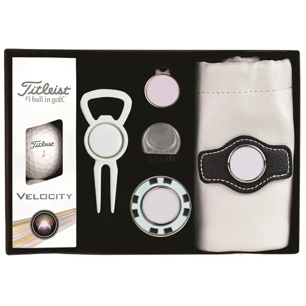Gold golf kit featuring golf balls, ball markers, a bottle opener/divot... from ASI 38120 Ball Pro / Diversified Quality Kitchenware