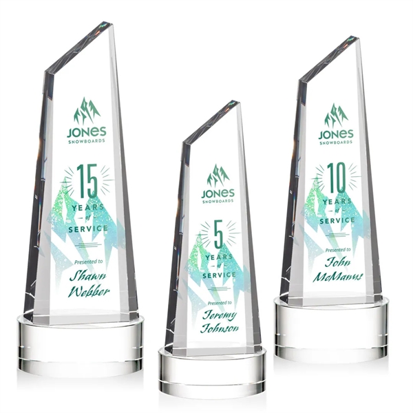 Stunning trapezoidal tower VividPrint™ award on base is anchored with a... from ASI 84592 St Regis Group / St Regis