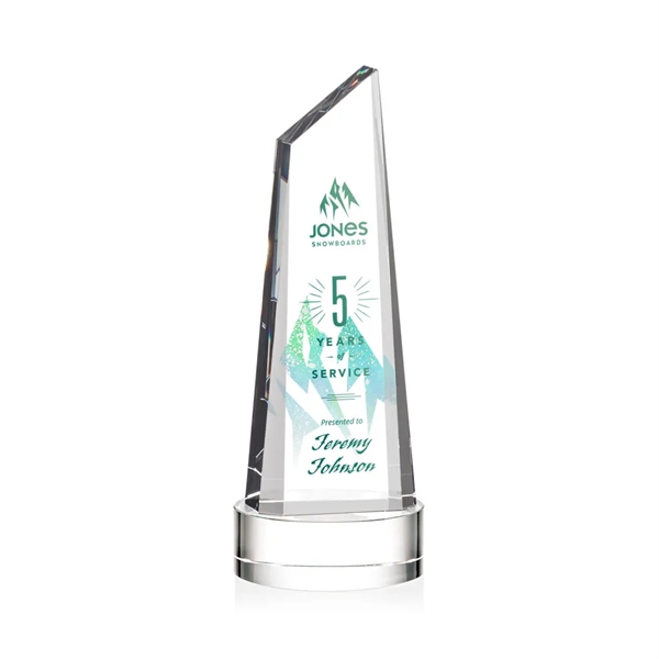 Stunning trapezoidal tower VividPrint™ award on base is anchored with a... from ASI 84592 St Regis Group / St Regis