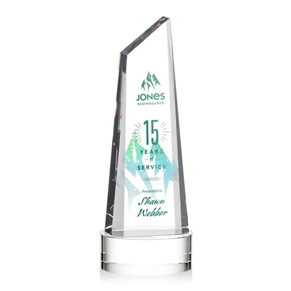 Stunning trapezoidal tower VividPrint™ award on base is anchored with a... from ASI 84592 St Regis Group / St Regis