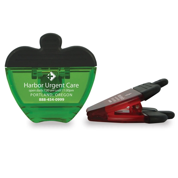 Take a bite of this advertising with the apple-shaped magnetic clip.... from ASI 38980 Bay State Specialty Co