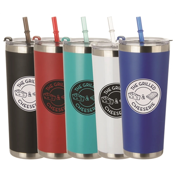 20 oz. Stainless Tumbler With Straw... from ASI 38980 Bay State Specialty Co