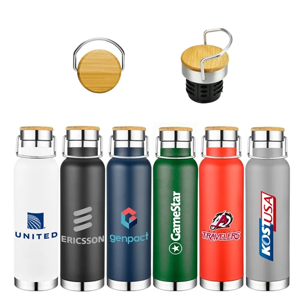 22 oz Wood Lid Stainless Steel Water Bottle... from ASI 31517 Admart Products