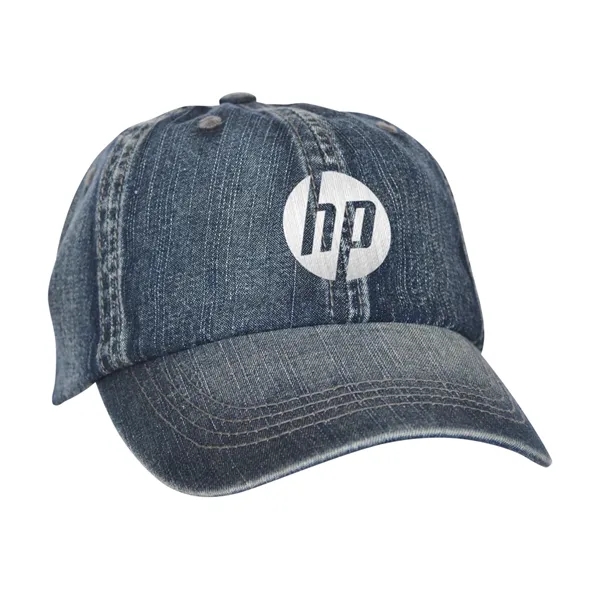 Unstructured, 6-Panel Cap with Washed Denim Fabrication. Contrast Underbill.... from ASI 44900 NC Custom (CI/Lanco) / ACE USA