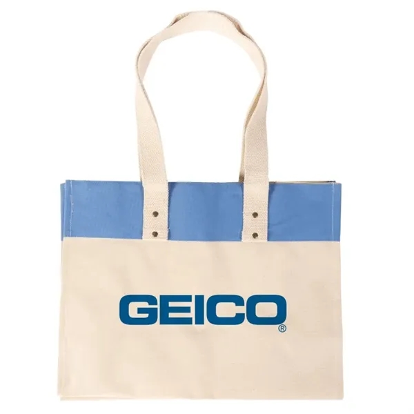 Color-blocked Beach Tote. Contrast band on top edge. Laminated Inside. Riveted... from ASI 44900 NC Custom (CI/Lanco) / ACE USA
