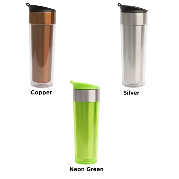 16 oz. Double Wall Travel Tumbler. Stainless Steel Interior. Plastic Exterior... from ASI 44900 NC Custom (CI/Lanco) / ACE USA