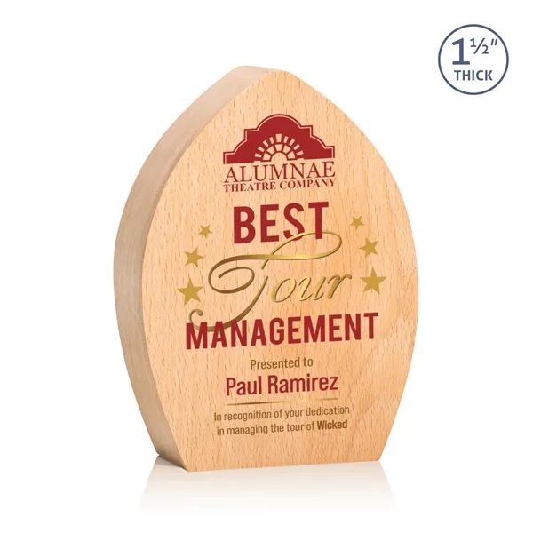 The 1.5" thick freestanding Silverstone VividPrint™ Award is a unique beachwood... from ASI 84592 St Regis Group / St Regis