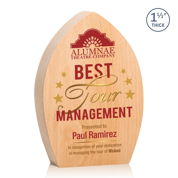 The 1.5" thick freestanding Silverstone VividPrint™ Award is a unique beachwood... from ASI 84592 St Regis Group / St Regis