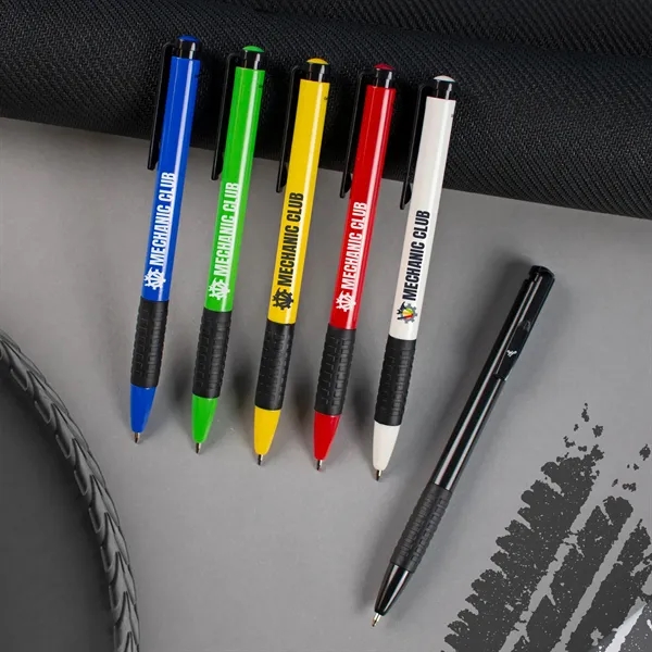 A budget-friendly pen in vibrant colors with a black rubber comfort... from ASI 61966 HPG / Hub Pen