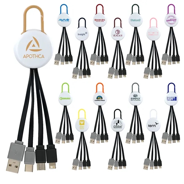 WHITE COLORFUL CLIP DUAL INPUT 3 IN 1 CHARGING CABLE... from ASI 30208 A P Specialties / AP Specialties