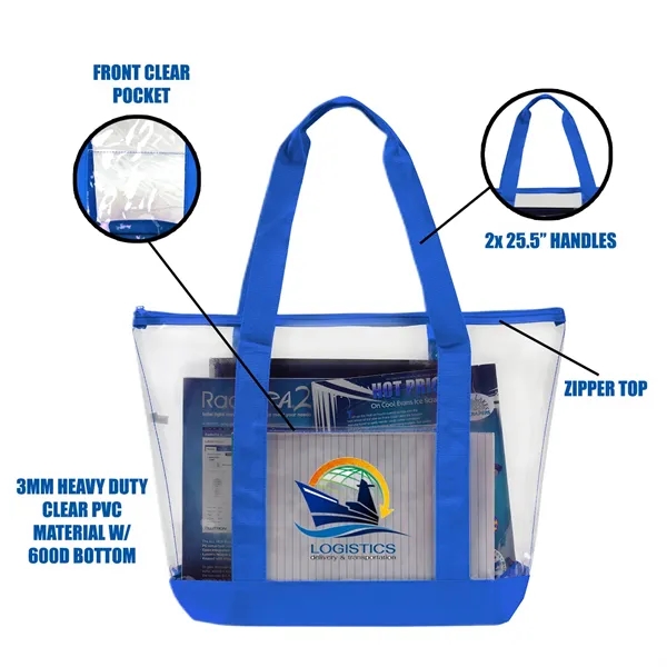 19" x 13.5" x 6" clear PVC zippered tote with front... from ASI 37980 Bagworld