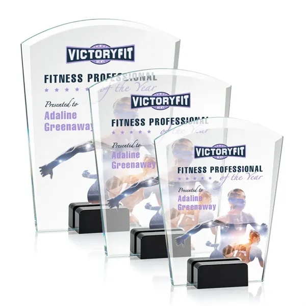 Unique curved top award with starfire optical crystal base.... from ASI 84592 St Regis Group / St Regis