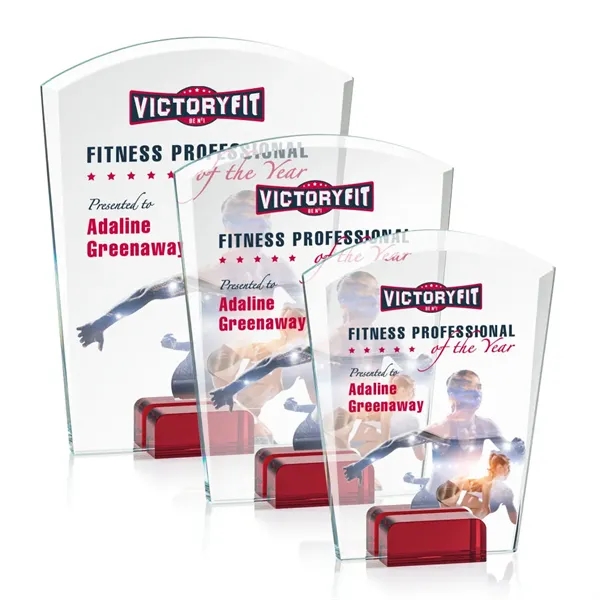 Unique curved top award with starfire optical crystal base.... from ASI 84592 St Regis Group / St Regis