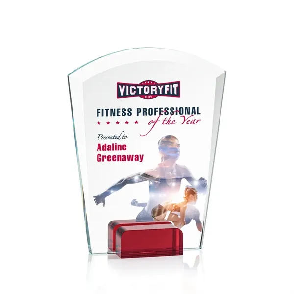 Unique curved top award with starfire optical crystal base.... from ASI 84592 St Regis Group / St Regis