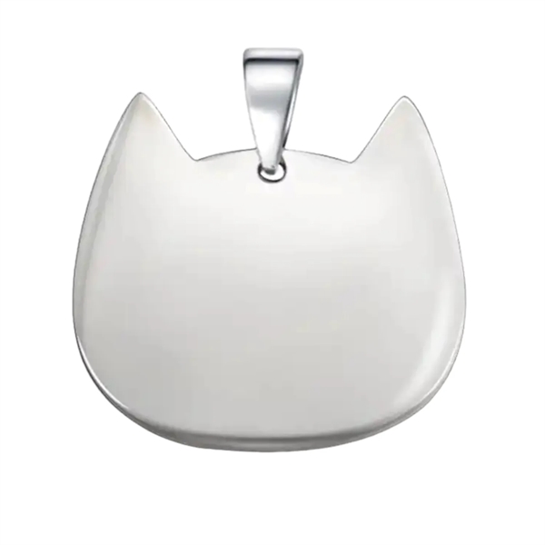 Silver cat shaped stainless steel pet tag plus laser engraving on... from ASI 37218 Athena Promo (tm)