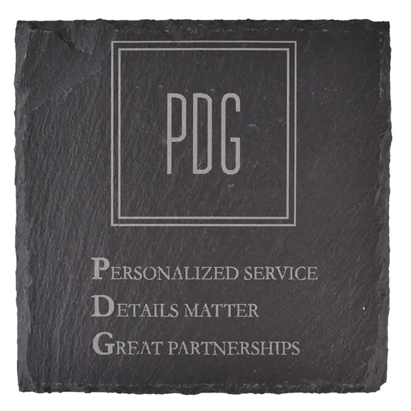 Square Shape Slate Coaster 4" x 4"... from ASI 72657 Active Life Promo / Apres Ski Ingrain Promo