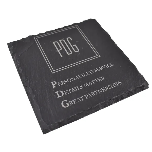 Square Shape Slate Coaster 4" x 4"... from ASI 72657 Active Life Promo / Apres Ski Ingrain Promo