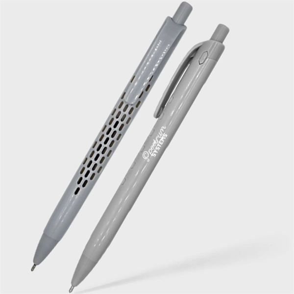 Eco-friendly ballpoint pen constructed with recycled ABS plastic with detailed holes... from ASI 61966 HPG / Hub Pen HPG Gold