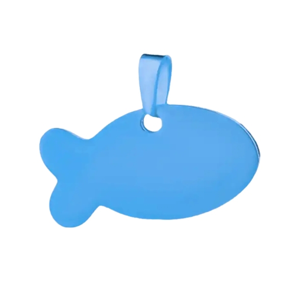 Fish shaped stainless steel pet tag plus laser engraving on 1... from ASI 37218 Athena Promo (tm)