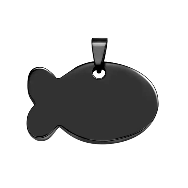 Fish shaped stainless steel pet tag plus laser engraving on 1... from ASI 37218 Athena Promo (tm)