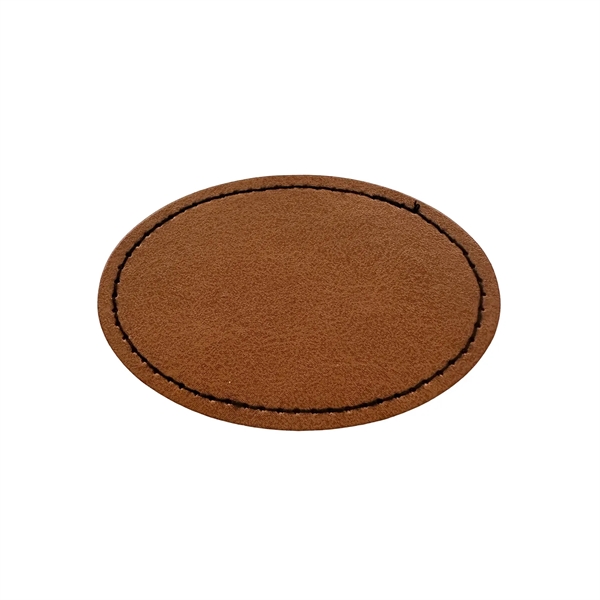 Oval shaped leatherette patch with debossed imprint and standard shipping to... from ASI 37218 Athena Promo (tm)