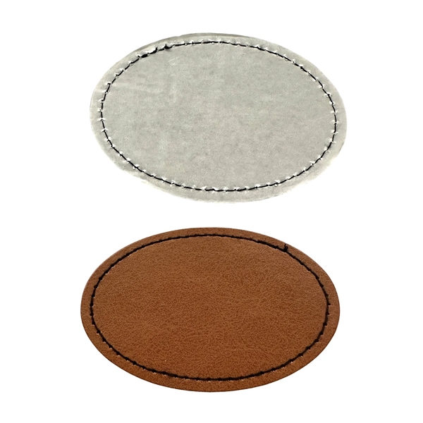Oval shaped leatherette patch with debossed imprint and standard shipping to... from ASI 37218 Athena Promo (tm)