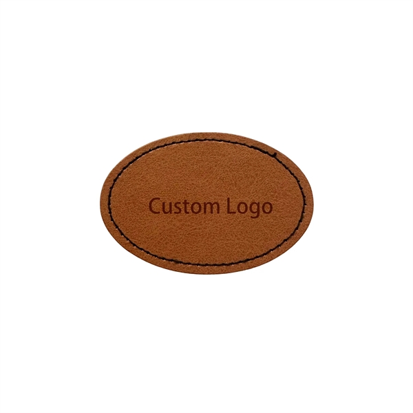 Oval shaped leatherette patch with debossed imprint and standard shipping to... from ASI 37218 Athena Promo (tm)