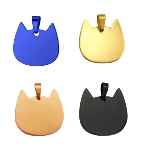 cat shaped stainless steel pet tag plus laser engraving on 1... from ASI 37218 Athena Promo (tm)