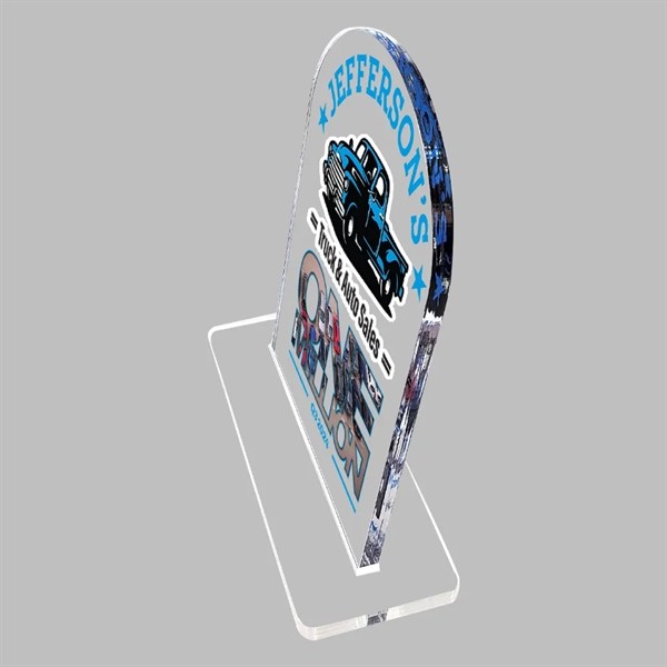 Clear acrylic desk plaque with slotted base.... from ASI 72521 Morris Magnets / Laser Cuts