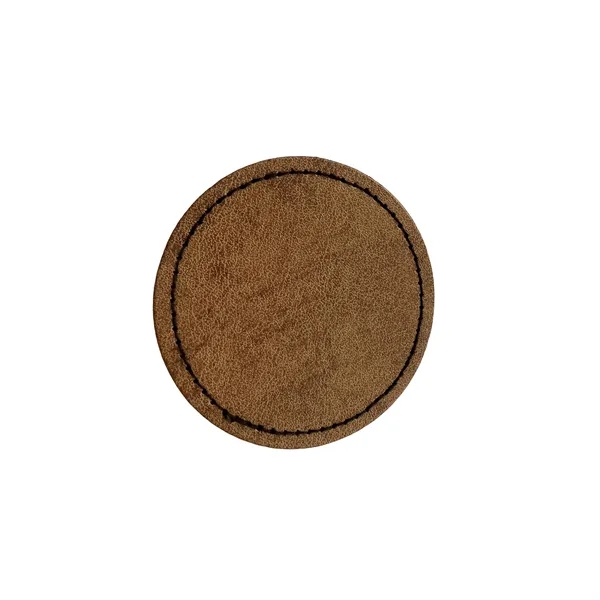 Round shaped leatherette patch with debossed imprint and standard shipping to... from ASI 37218 Athena Promo (tm)
