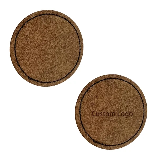 Round shaped leatherette patch with debossed imprint and standard shipping to... from ASI 37218 Athena Promo (tm)