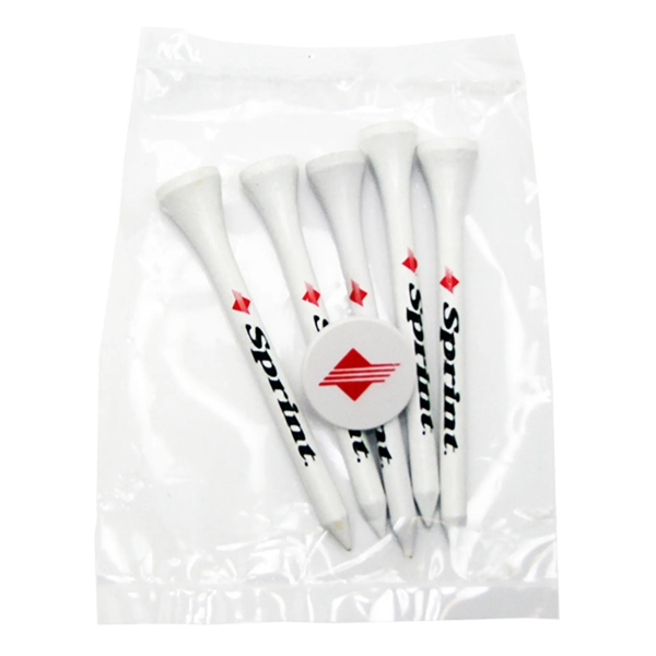 Golf tee poly packet with five tees and one marker.... from ASI 93520 Ventura Inc
