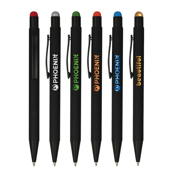 Soft Rubber Click Metal Ballpoint Pen w/Stylus... from ASI 41511 Brainchild USA Inc / BrainChild Gift Club
