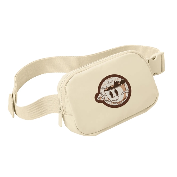 Sleek Matte Polyester Hip Pack with full-color imprint, adjustable strap, and... from ASI 92980 WOV-IN® / Universal Strap/Wov-In Line