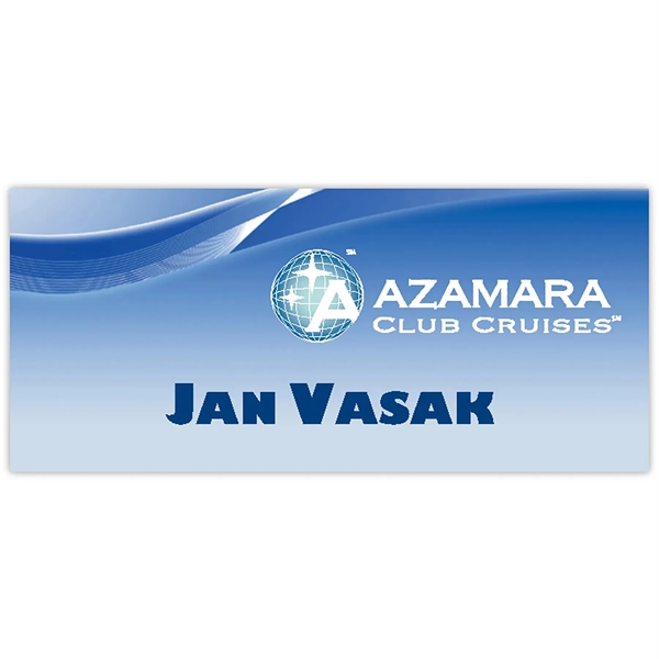 The Fort Worth Plastic Name Badge features a full color thin... from ASI 61966 HPG / Beacon Promotions HPG Gold