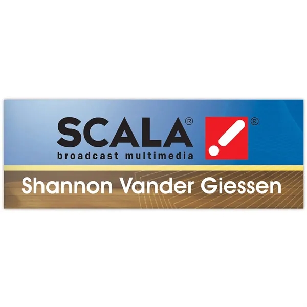 The Fort Worth Plastic Name Badge features a full color thin... from ASI 61966 HPG / Beacon Promotions HPG Gold