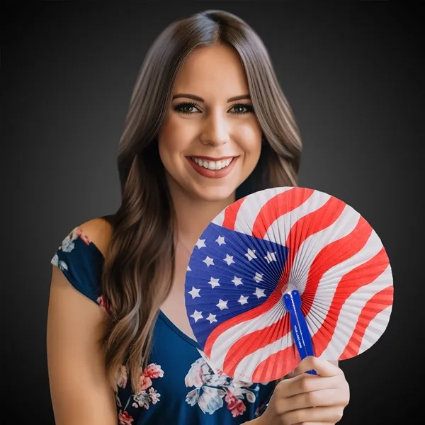 9 3/4" American flag paper folding fans with red or blue... from ASI 42016 Brighter Promotions Inc