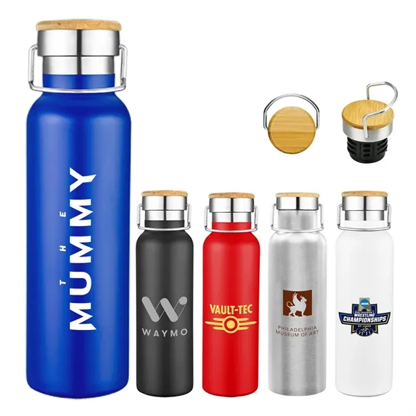 20 oz Wood Lid Stainless Steel Water Bottle... from ASI 31517 Admart Products