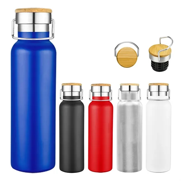 20 oz Wood Lid Stainless Steel Water Bottle... from ASI 31517 Admart Products