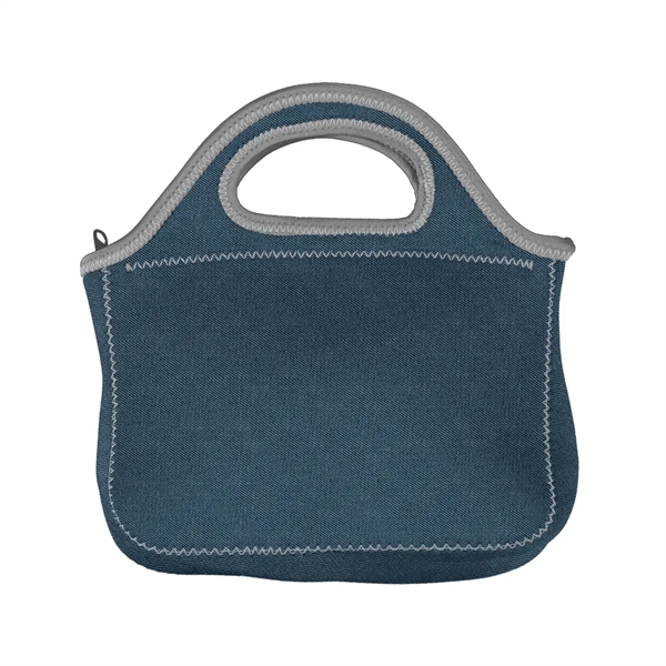 Denim/Neoprene Two-handled lunch bag w/zipper closure & colored stitching & bias... from ASI 74710 Numo / NUMO