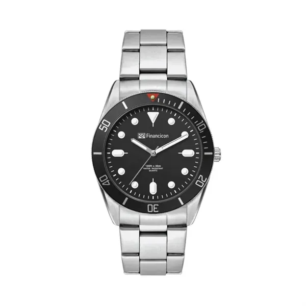 34MM, SILVER METAL CASE, BK BEZEL, 3-HAND MVT... from ASI 67866 Logomark/Valumark