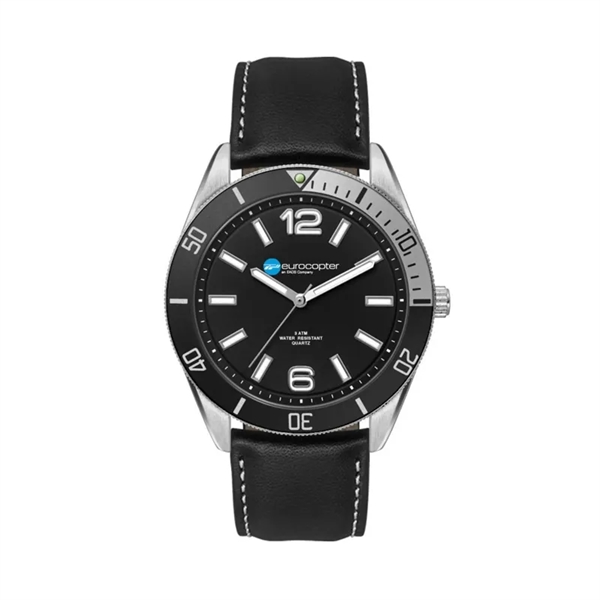 42MM, SILVER METAL CASE, BK BEZEL, 3-HAND MVT... from ASI 67866 Logomark/Valumark