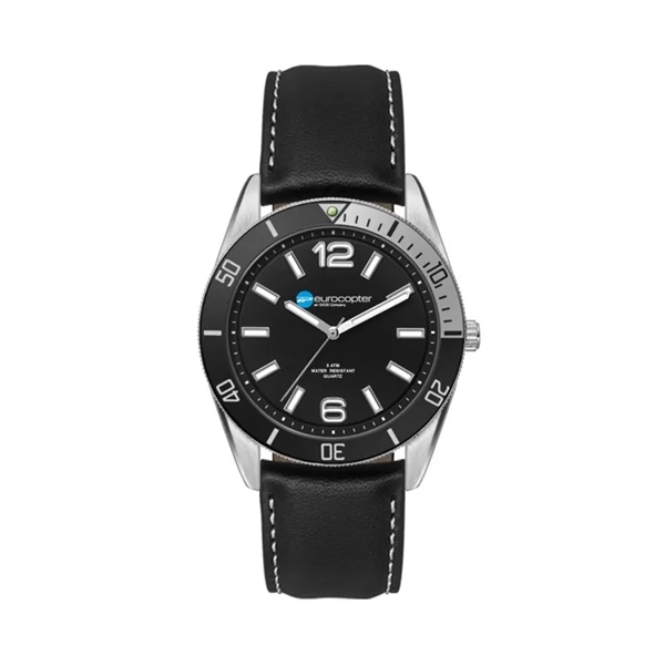 34MM, SILVER METAL CASE, BK BEZEL, 3-HAND MVT... from ASI 67866 Logomark/Valumark