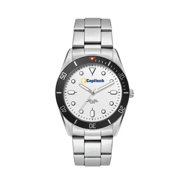 34MM, SILVER METAL CASE, BK BEZEL, 3-HAND MVT... from ASI 67866 Logomark/Valumark