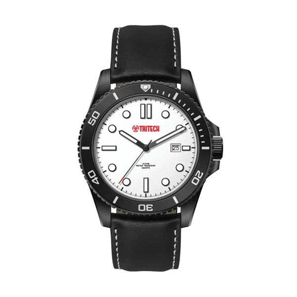 42.5MM SS, SILVER CASE, BK BEZEL, 3-HAND MVT, DTE... from ASI 67866 Logomark/Valumark