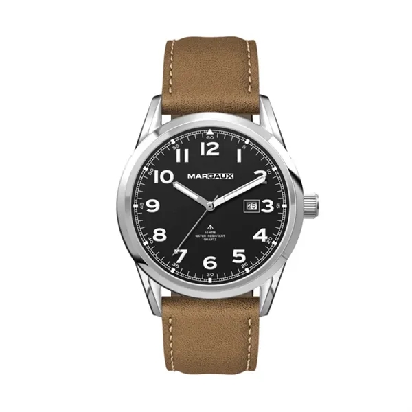 42MM, SS, SILVER CASE, 3-HAND MVT, DTE... from ASI 67866 Logomark/Valumark