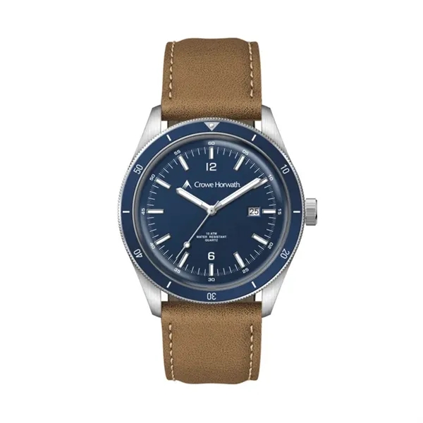 41MM, SS, SILVER CASE, BL BEZEL, 3-HAND MVT, DTE... from ASI 67866 Logomark/Valumark