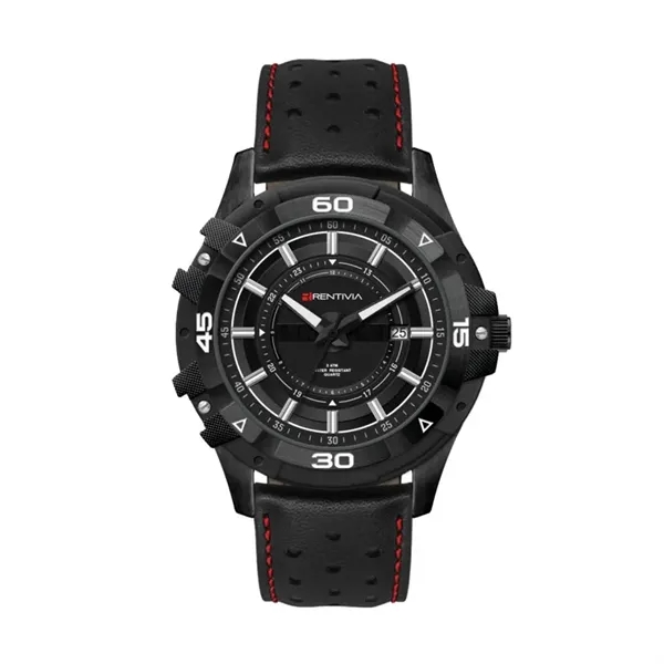 44MM, BLACK METAL CASE, 3-HAND MVT, DTE... from ASI 67866 Logomark/Valumark